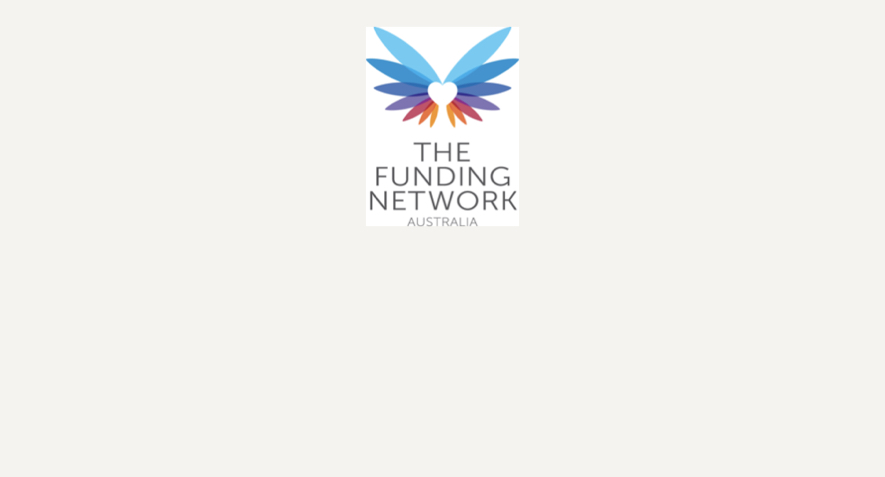 The logo for The Funding Network Australia. Two multicolour wings spread out with a white heart between them